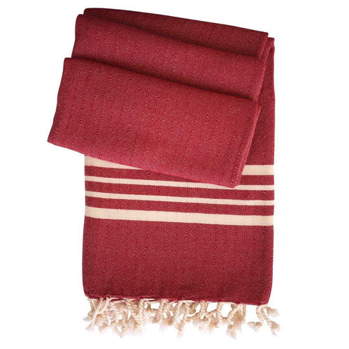 Hamam towel XXL Leyla hand-woven and pre-washed - berry red - Hamamista
