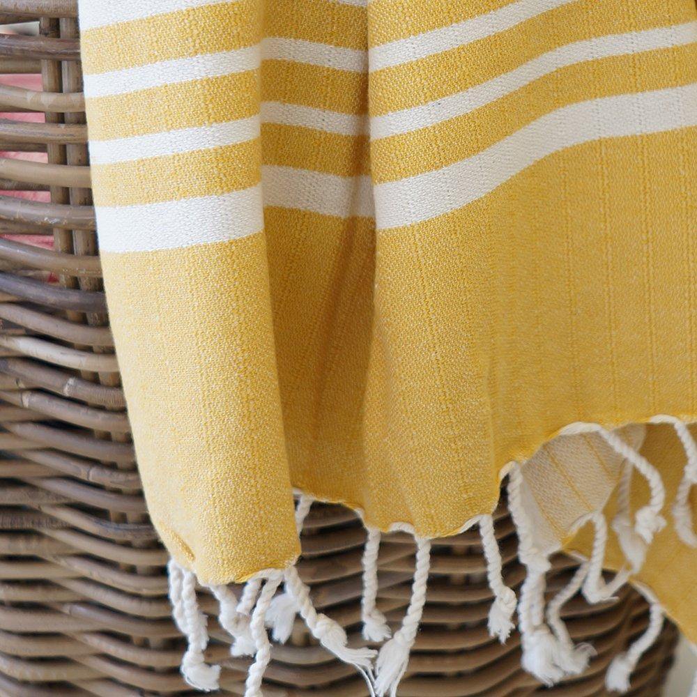 Hamam cloth Leyla hand-woven and pre-washed - yellow - Hamamista