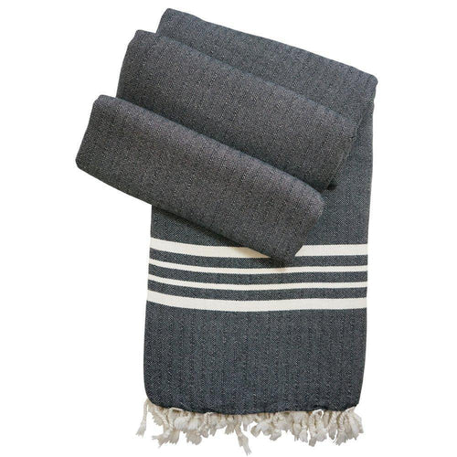 Hamam towel XXL Leyla hand-woven and pre-washed - black - Hamamista