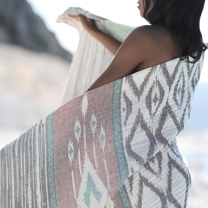 Hamam towel organic ethno pattern made from 100 % organic cotton
