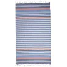 Download the image in the gallery viewer, Hamam cloth organic block stripes blue-grey made from 100 % organic cotton.