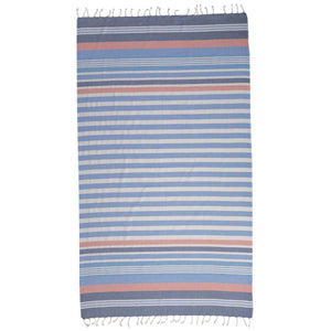 Hamam towel organic block stripes blue-grey made from 100 % organic cotton
