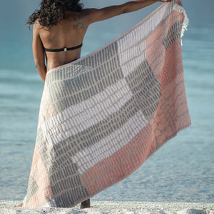 Hamam towel organic grey-coral 100 % organic cotton