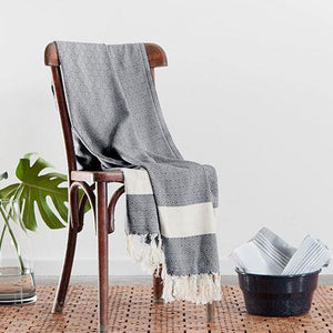 Hamam Towel Charlotte black - handwoven