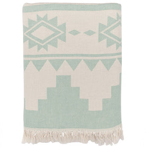 Hamam Towel Jackie Aztec Pattern Sage Green