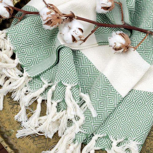 Hammam Towel Charlotte pine green - handwoven