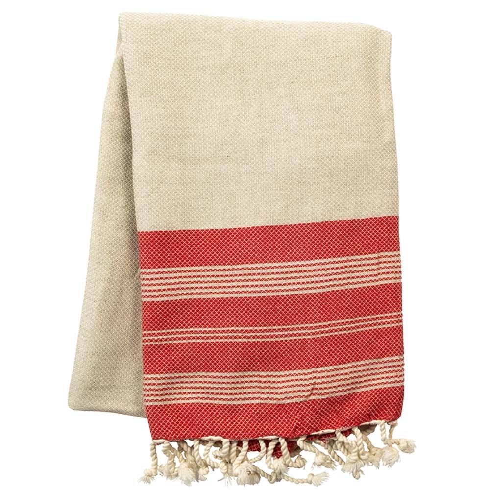 Hamam towel Lino red - hand-woven and pre-washed
