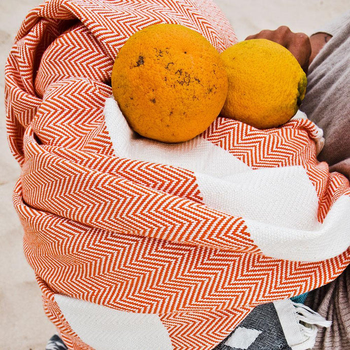 Hamam cloth Charles orange - handwoven