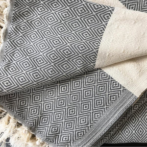Hamam cloth XXL / plaid / blanket Charlotte dark grey made of 100 percent cotton by Hamamista